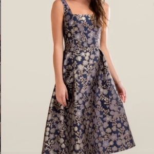 Francesca’s Gold & Navy Floral Dress